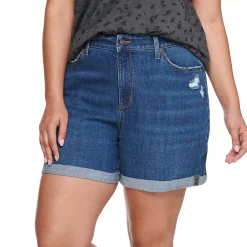Plus Size Sonoma Goods For Life® Premium High-Waist Denim Shorts -StyleUp Sales Store 5261004 Coast