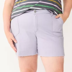 Plus Size Sonoma Goods For Life® Premium High-Waist Denim Shorts -StyleUp Sales Store 5261004 Lavender