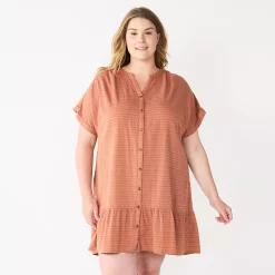 Women's Sonoma Goods For Life® Button Front Tunic Dress 6 Women's Sonoma Goods For Life® Button Front Tunic Dress -StyleUp Sales Store 5262140 Mocha Frosting