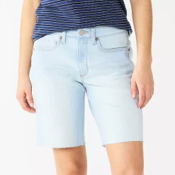 Petite Sonoma Goods For Life® High-Rise Bermuda Jean Shorts -StyleUp Sales Store 5267553 White Tail