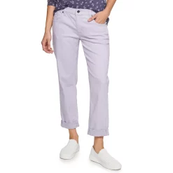Petite Sonoma Goods For Life® Cuffed Girlfriend Jeans -StyleUp Sales Store 5269794 Lavender