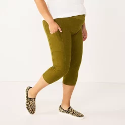 Plus Size Sonoma Goods For Life® Crossover Waist Crop Leggings -StyleUp Sales Store 5271394 Odyssey Green