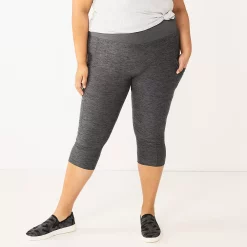 Plus Size Sonoma Goods For Life® Crossover Waist Crop Leggings -StyleUp Sales Store 5271394 Storm Abyss