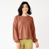 Women's Sonoma Goods For Life® Side Tie Sweatshirt -StyleUp Sales Store 5271671 Marsala Flower