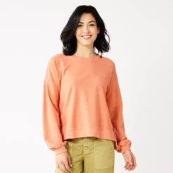 Women's Sonoma Goods For Life® Side Tie Sweatshirt -StyleUp Sales Store 5271671 Oak Orange