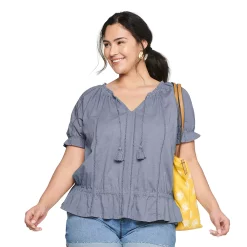 Plus Size Sonoma Goods For Life® Drop Waist Top -StyleUp Sales Store 5272513 Mauve Plum
