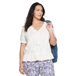 Plus Size Sonoma Goods For Life® Drop Waist Top -StyleUp Sales Store 5272513 Polar Beige