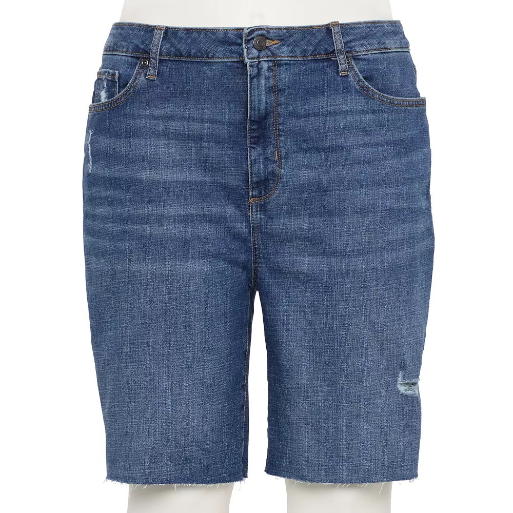 Plus Size Sonoma Goods For Life® High-Rise Bermuda Jean Shorts 5 Plus Size Sonoma Goods For Life® High-Rise Bermuda Jean Shorts - Image 3