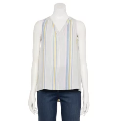Women's Sonoma Goods For Life® V-Neck Tank -StyleUp Sales Store 5297402 Blue Mixed Stripe