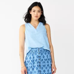 Women's Sonoma Goods For Life® V-Neck Tank -StyleUp Sales Store 5297402 Light Blue