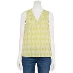 Women's Sonoma Goods For Life® V-Neck Tank -StyleUp Sales Store 5297402 Lime Sketch Diamond