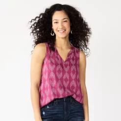 Women's Sonoma Goods For Life® V-Neck Tank -StyleUp Sales Store 5297402 Mauve Sketch Diamond