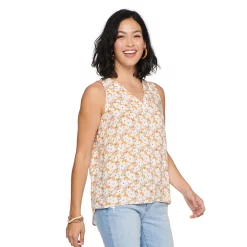 Women's Sonoma Goods For Life® V-Neck Tank -StyleUp Sales Store 5297402 Tan Floral