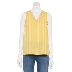Women's Sonoma Goods For Life® V-Neck Tank -StyleUp Sales Store 5297402 Yellow Mixed Stripe