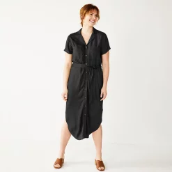 Petite Sonoma Goods For Life® Midi Shirtdress -StyleUp Sales Store 5316708 Black