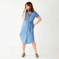 Petite Sonoma Goods For Life® Midi Shirtdress -StyleUp Sales Store 5316708 Chambray
