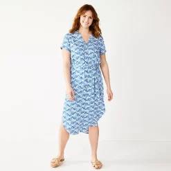 Petite Sonoma Goods For Life® Midi Shirtdress -StyleUp Sales Store 5316708 Indigo Quilt