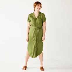 Petite Sonoma Goods For Life® Midi Shirtdress -StyleUp Sales Store 5316708 Olive