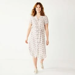 Petite Sonoma Goods For Life® Midi Shirtdress -StyleUp Sales Store 5316708 Plum Quilt