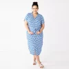Plus Size Sonoma Goods For Life® Button Front Midi Shirt Dress -StyleUp Sales Store 5317244 Indigo Quilt