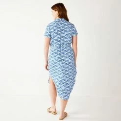 Women's Sonoma Goods For Life® Button Front Midi Shirt Dress -StyleUp Sales Store 5345259 ALT