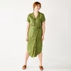 Women's Sonoma Goods For Life® Button Front Midi Shirt Dress -StyleUp Sales Store 5345259 Olive