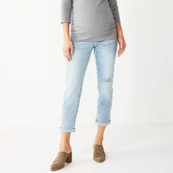 Maternity Sonoma Goods For Life® Over-the-Belly Girlfriend Crop Jeans -StyleUp Sales Store 5355750 Light Wash