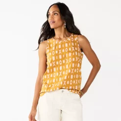 Women's Sonoma Goods For Life® High-Neck Tank -StyleUp Sales Store 5467284 Gold Xo Print