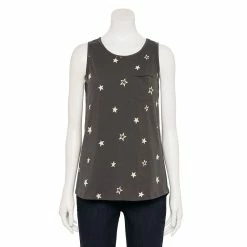 Women's Sonoma Goods For Life® High-Neck Tank -StyleUp Sales Store 5467284 Grey White Stars