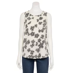 Women's Sonoma Goods For Life® High-Neck Tank -StyleUp Sales Store 5467284 Ivory Dot Floral