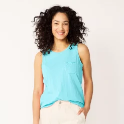 Women's Sonoma Goods For Life® High-Neck Tank -StyleUp Sales Store 5467284 Light Blue