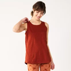 Women's Sonoma Goods For Life® High-Neck Tank -StyleUp Sales Store 5467284 Rust Chili Red