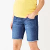 Maternity Sonoma Goods For Life® Over-the-Belly Frayed Hem Bermuda Shorts -StyleUp Sales Store 5475865 Dark Wash