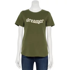 Women's Sonoma Goods For Life® Short Sleeve Graphic Tee -StyleUp Sales Store 5480871 Olive Dreamer