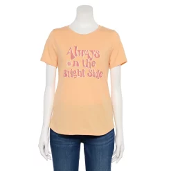 Women's Sonoma Goods For Life® Short Sleeve Graphic Tee -StyleUp Sales Store 5480871 Peach Bright Side