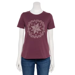Women's Sonoma Goods For Life® Short Sleeve Graphic Tee -StyleUp Sales Store 5480871 Plum Quilt Graphic