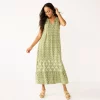 Women's Sonoma Goods For Life® x Lauren Lane Sleeveless Tiered Dress -StyleUp Sales Store 5489837 Olive Stamp Print