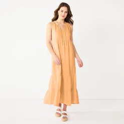Women's Sonoma Goods For Life® x Lauren Lane Sleeveless Tiered Dress -StyleUp Sales Store 5489837 Peach Glaze