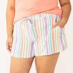 Plus Size Sonoma Goods For Life® Pajama Shorts 12 Plus Size Sonoma Goods For Life® Pajama Shorts -StyleUp Sales Store 5490355 White Rainbow Stripe