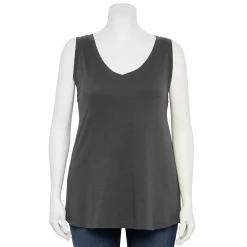 Plus Size Sonoma Goods For Life® V-Neck Swing Tank -StyleUp Sales Store 5497118 Storm Abyss