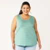 Plus Size Sonoma Goods For Life® V-Neck Swing Tank -StyleUp Sales Store 5497118 Teal Stripe