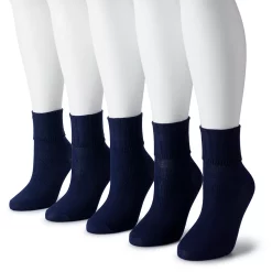 Women's Sonoma Goods For Life® 5-Pack Neutral Color Cuffed Crew Socks -StyleUp Sales Store 5497543 Navy