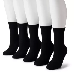 Women's Sonoma Goods For Life® 5 Pack Plain Knit Crew Socks -StyleUp Sales Store 5497544 Black