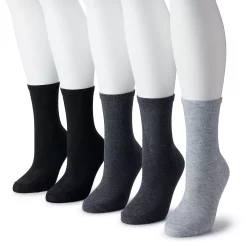 Women's Sonoma Goods For Life® 5 Pack Plain Knit Crew Socks -StyleUp Sales Store 5497544 Gray Heather
