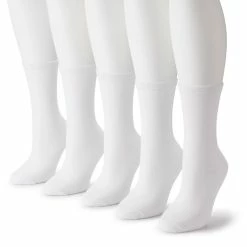 Women's Sonoma Goods For Life® 5 Pack Plain Knit Crew Socks -StyleUp Sales Store 5497544 White