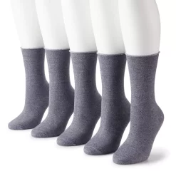 Women's Sonoma Goods For Life® 5-Pack Roll Top Crew Socks -StyleUp Sales Store 5497545 Gray Marl