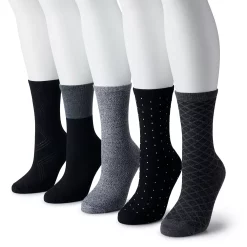 Women's Sonoma Goods For Life® 5-Pack Geo Crew Socks -StyleUp Sales Store 5497546 Black Multi