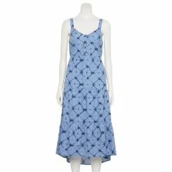 Women's Sonoma Goods For Life Tiered Midi Dress -StyleUp Sales Store 5504040 Blue Dye