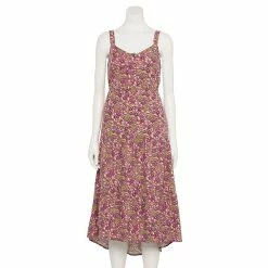 Women's Sonoma Goods For Life Tiered Midi Dress -StyleUp Sales Store 5504040 Plum Floral