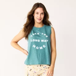 Women's Sonoma Goods For Life® Muscle Graphic Tank -StyleUp Sales Store 5504455 Blue Long Way Home